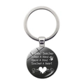 Detail of silver teacher keychain with inspirational quote under polished glass cabochon - Black Background Appreciation Quote (JY0038-4)