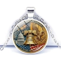 USA 250th anniversary necklace featuring the Liberty Bell and eagle on a silver chain - Liberty Bell and Eagle Style (JY9671-2)