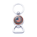 Silver metal bottle opener keychain celebrating US 250th anniversary with flag logo - US Anniversary Badge Style (JY9678-7)