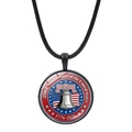 US 250th Anniversary pendant necklace with Liberty Bell and woven wax cord strap - Liberty Bell Gold Relief Style (JY9677-5)