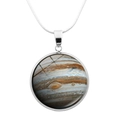 Jupiter Planeten-Halskette mit silberner Schlangenkette und Zeitstein-Anhänger-Detail - Jupiter