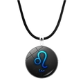 Collar signo del zodiaco Leo con colgante de cristal y cordón negro ajustable - Leo