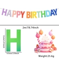 Striscione Happy Birthday arcobaleno da 2m con lettere da 15cm per decorazioni feste - Striscione Compleanno Alfabeto Arcobaleno