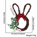 Ghirlanda di coniglio pasquale in rattan con fiocco a quadri e uova colorate - Stile Coniglio Fiocco Plaid Nero-Rosso