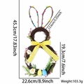 Ghirlanda di Pasqua a coniglio in rattan con fiocco giallo e uova, altezza 45,3 cm - Fiocco Giallo Coniglio Anello in Rattan Stile A