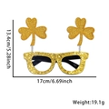 Occhiali a trifoglio dorati glitterati con dettagli a molla per San Patrizio - Stile Trifoglio Oro
