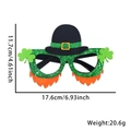 Occhiali di San Patrizio glitterati verdi con trifoglio e barba, vista dettagli - Stile Cappello e Barba
