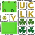Lucky clover photo frame kit with green felt shamrocks and golden glitter letters - Irish Festival DIY Frame / Light Green