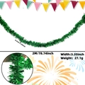 Green metallic tinsel garland for party decoration, 2 meters long and 8.5 centimeters wide - 2 Meters / Green Thick and Thin Alternating