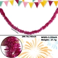2M rose red tinsel garland for party decorations, 8.5cm wide festive hanging ornament - 2 Meters / Rose Red Thick and Thin Alternating