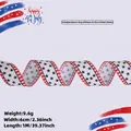 Nastro patriottico per il Giorno dell'Indipendenza con stelle e strisce, 6 cm - Fondo Bianco Stelle Blu / 1 Metro