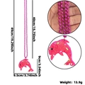 Collana con ciondolo a delfino rosa con paillettes lucide e catena di perline da 49 cm - Rosso Magenta