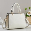 Elegant white woven tote bag for women with gold hardware and side accordion pleats - Off White