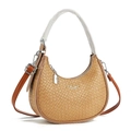 Borsa hobo in pelle intrecciata marrone chiaro con manico e tracolla regolabile - Giallo Terra