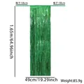 Green tinsel curtain fringe for party decor with 58cm hanging rope, 1.65m height - Adjustable Length / Laser Green
