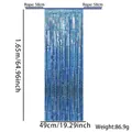 Blue laser metallic foil tinsel fringe curtain for party decoration 1.65m height - Adjustable Length / Laser Light Blue