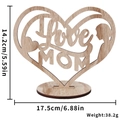 I Love MOM heart-shaped wooden sign with mother silhouette cutout and circular base - Love Mom Silhouette Style / Heart Ornament