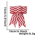 Christmas bow ornament in red and white chevron pattern, size 16x15cm for tree decor - Red and White Wave