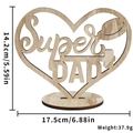 Super Dad wooden heart ornament with hollow design and round stable base for desk display - Super Dad Style / Heart Ornament