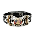 Gelaagde leren armband voor het 250e jubileum van de VS met kralen en herdenkingsbedel - Vrijheidsbeeld Stijl (JY9682-1)
