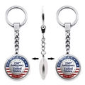Double-sided USA 250th Anniversary commemorative silver keychain 1776-2026 - Stars and Stripes Text (JY9683-3)