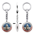 U.S. 250th Anniversary commemorative silver keychain with Liberty Bell and US flag design - Capitol and Liberty Bell (JY9683-4)