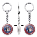 Silver USA 250th anniversary keychain with Liberty Bell and flag glass pendant - Liberty Bell Classic Pattern (JY9683-5)