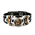 Bracciale multistrato in pelle nera per il 250° anniversario USA con ciondolo patriotico - Stile Medaglia Patriota (JY9682-6)