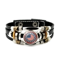 Bracciale in pelle intrecciata per il 250° anniversario USA con perline e vetro - Stile Logo degli Stati Uniti (JY9682-7)