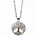 Collier Arbre de Vie argenté avec pendentif rond coloré et chaîne en métal fin - Argenté