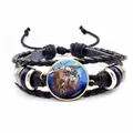 Detail of multi-layer woven bracelet featuring tribal eagle pattern and blue beads - Eagle Indian Elements (JY00329-8)