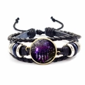 Detail of multi-layer woven bracelet with purple dreamcatcher glass cabochon - Purple Dreamcatcher Starry Sky (JY00329-12)