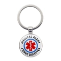Vue macro du porte-clés d'alerte médicale diabète avec symbole rouge étoile de vie - Alerte médicale J'ai le diabète(JY00359-5)