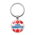Détail du porte-clés d'alerte médicale argenté avec pendentif dôme I have DIABETES - J'ai le diabète(JY00359-7)