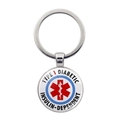 Détail macro du porte-clés d'alerte médicale diabète de type 1 avec symbole rouge - Diabétique de type 1 insulino-dépendant(JY00359-9)