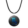 Collier signe du zodiaque Scorpion avec symbole bleu sur cordon en cuir noir - Scorpion