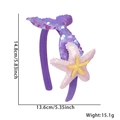 Cerchietto a sirena viola con paillettes e stella marina per feste per bambini - Taglia unica / Coda Viola Stella Marina Grande
