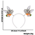 Easter bunny headband with cute gray rabbits and orange carrots on bouncy springs - Grey Rabbit Holding Carrot Style