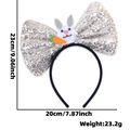 Cerchietto di Pasqua con paillettes argento, coniglio bianco e carota decorativa - Stile Coniglio Carota