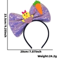Purple sequin Easter headband with cartoon chick and carrot decor, 23.5cm height - Pink Eggshell Chick