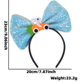 Easter light blue sequin bow headband with cute rabbit driving a carrot car charm - Rabbit in Carrot Car
