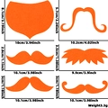 Set di sei barbe e baffi in feltro arancione vivace per decorazioni per feste - Adesivo in Feltro (Autoadesivo) / Set Baffi Arancione