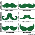 Set di 6 baffi in feltro verde per San Patrizio con misure e dettagli decorativi - Adesivo in Feltro (Autoadesivo) / Set Baffi Verde