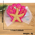 Roze pailletten schelp haarclip met gouden zeester en wit tule gaas voor meisjes - Rozerode Pailletten Schelp