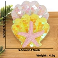 Mermaid shell hair clip with sequins and starfish, size 7.5x5.5cm for girls - Hair Clip / Iridescent Yellow Sequin Shell