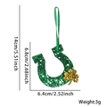 Green glitter horseshoe ornament with gold shamrock for Saint Patrick's Day decor - Lucky Horseshoe Pendant