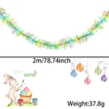2m Green Easter tinsel garland with colorful egg accents and festive Happy Easter graphics - 2 Meters / Easter Egg Thick Stripe Tinsel