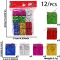Lot de 12 pendentifs cadeaux de Noël laser colorés en rouge vert bleu argent or - 迷你礼包挂件(XR-2.5) / Lot de 12 / Coloré