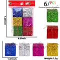 Lot de 6 ornements de boîtes cadeaux de Noël holographiques pailletés de couleurs variées - 迷你礼包挂件(XR-5) / Lot de 6 / Coloré