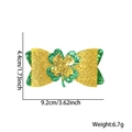 Barrette nœud de la Saint-Patrick avec paillettes vertes et trèfle, dimension 9,2 cm - Pince à cheveux / Trèfle à Quatre Feuilles Nœud Or
